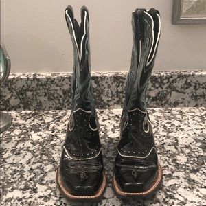 Ariat Cowboy boots- black and turquoise